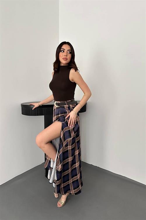 Wholesale Navy Plaid Skirt