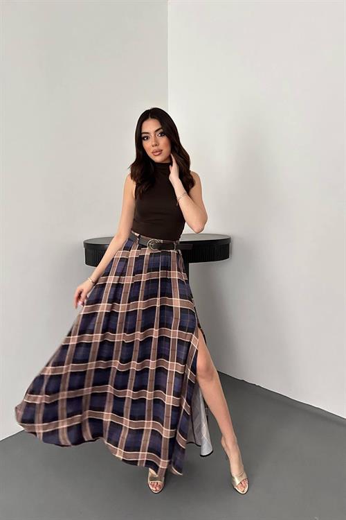 Wholesale Navy Plaid Skirt