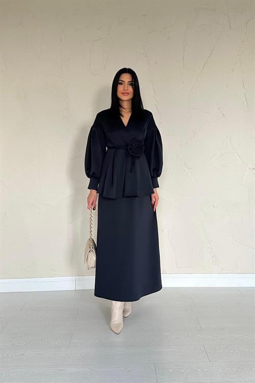 Wholesale Navy Blue Rose Detailed Suit