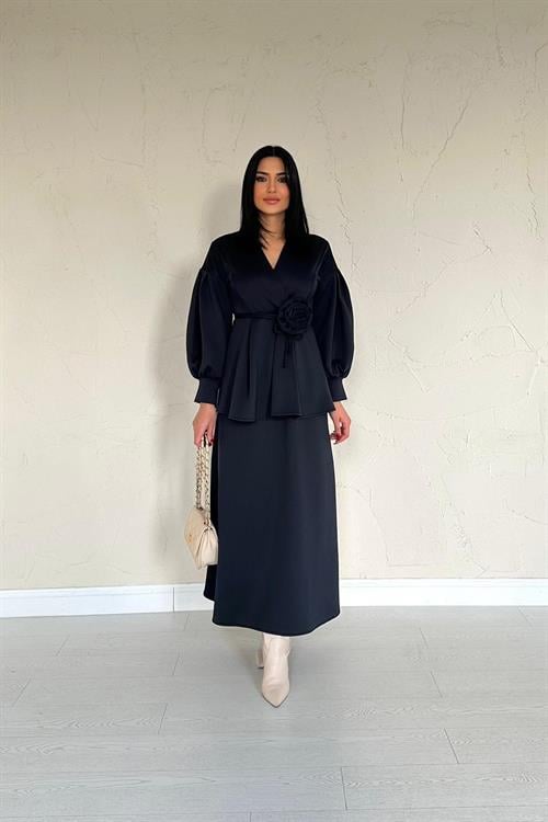 Wholesale Navy Blue Rose Detailed Suit