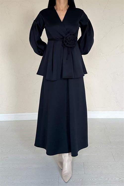 Wholesale Navy Blue Rose Detailed Suit