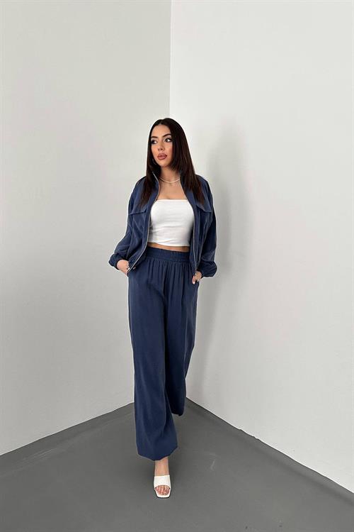 Wholesale Navy Modal Fabric Two-Piece Set