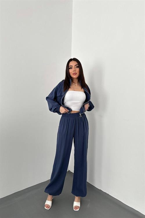 Wholesale Navy Modal Fabric Two-Piece Set