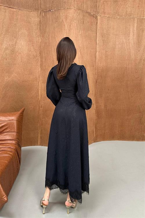 Wholesale Dark Navy Embossed Shimmery Maxi Dress