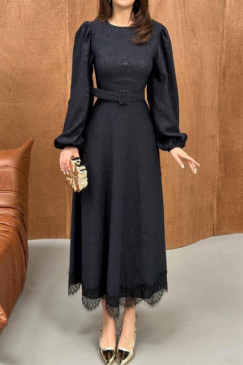 Wholesale Dark Navy Embossed Shimmery Maxi Dress