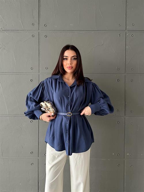 Wholesale Navy Modal Shirt with Belt
