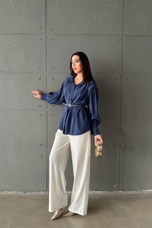Wholesale Navy Modal Shirt with Belt
