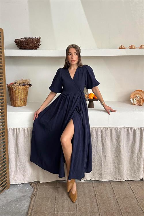 Wholesale Navy Blue Muslin Long Dress