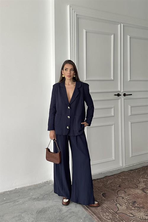 Wholesale Navy Blue Oversize Muslin Set