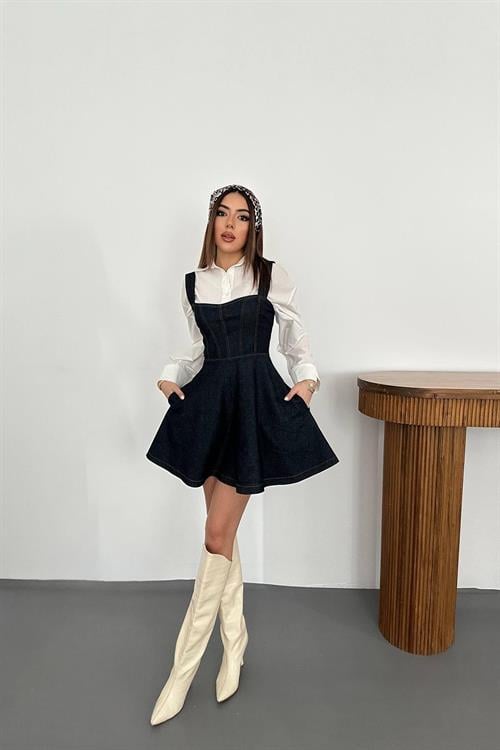 Wholesale Navy Denim Lycra Short Dress