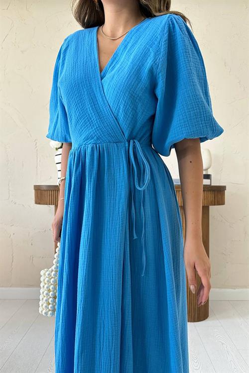 Wholesale Turquoise Muslin Long Dress