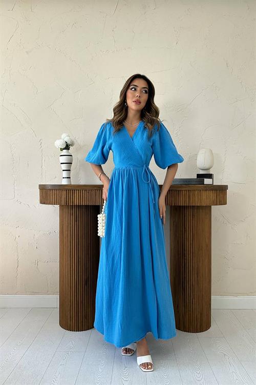 Wholesale Turquoise Muslin Long Dress