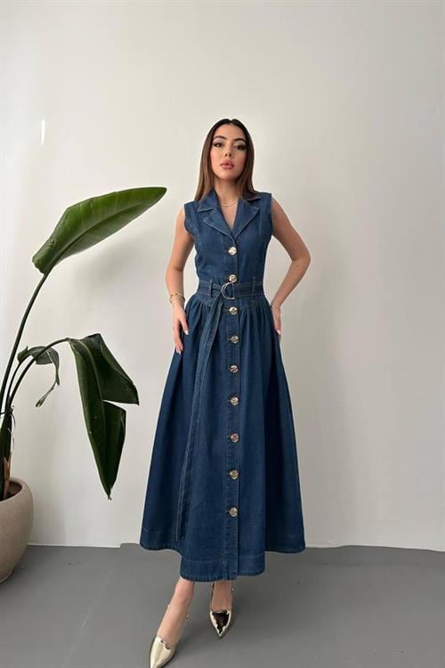 Wholesale Blue Long Denim Dress
