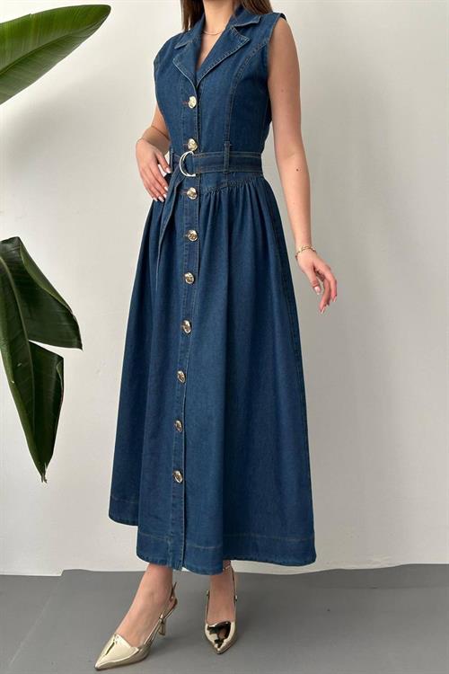 Wholesale Blue Long Denim Dress