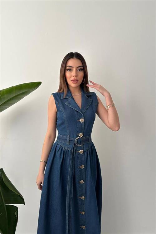 Wholesale Blue Long Denim Dress