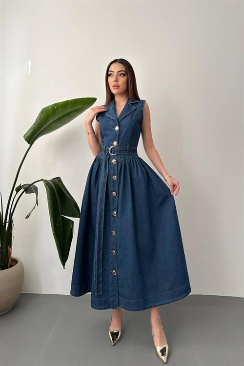 Wholesale Blue Long Denim Dress