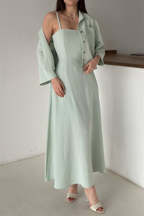 Toptan Mint Askılı Elbise Ve Gömlek