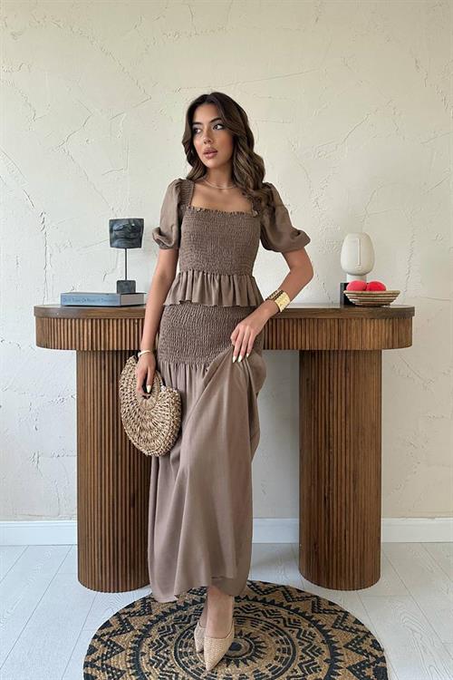 Wholesale Mocha Smocked Linen Set