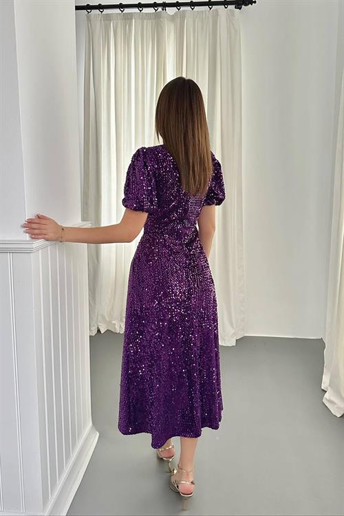 Wholesale Purple Sequin Dress