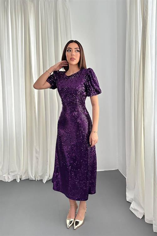 Wholesale Purple Sequin Dress
