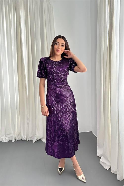 Wholesale Purple Sequin Dress
