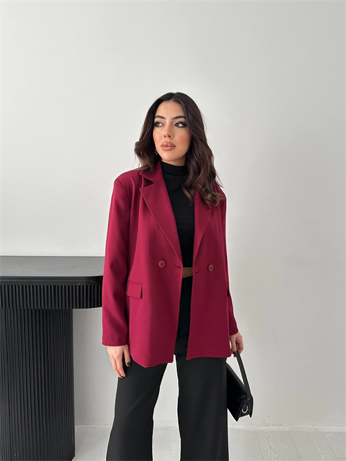 Wholesale Plum Double-Breasted Blazer
