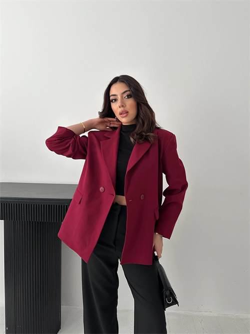 Wholesale Plum Double-Breasted Blazer