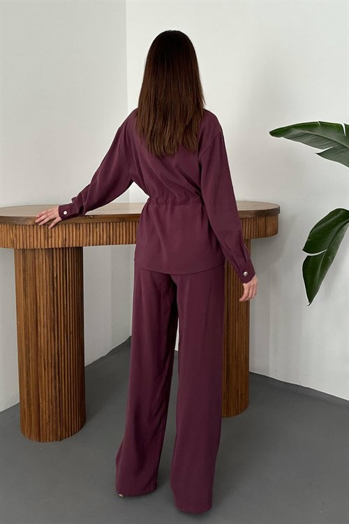Wholesale Plum Button Detail Shirt and Trousers