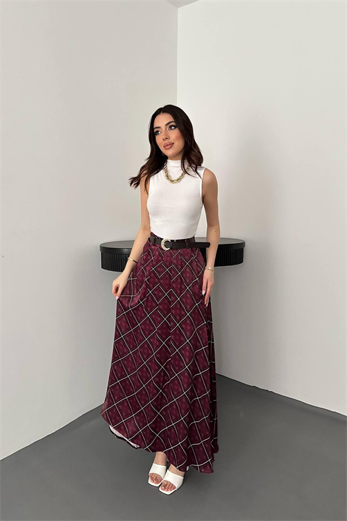 Wholesale Plum Plaid Skirt