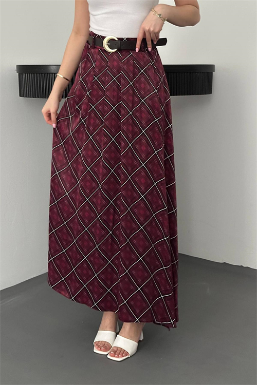 Wholesale Plum Plaid Skirt