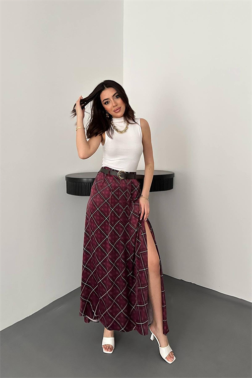 Wholesale Plum Plaid Skirt