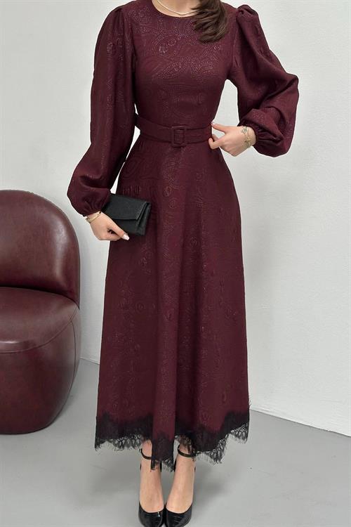 Wholesale Plum Embossed Shimmery Maxi Dress