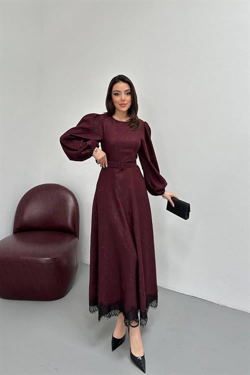 Wholesale Plum Embossed Shimmery Maxi Dress