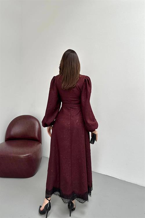 Wholesale Plum Embossed Shimmery Maxi Dress