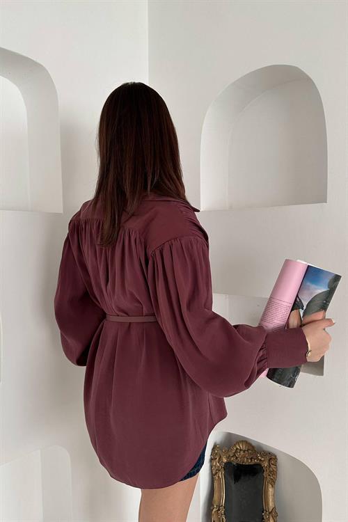Wholesale Plum Modal Shirt with Belt