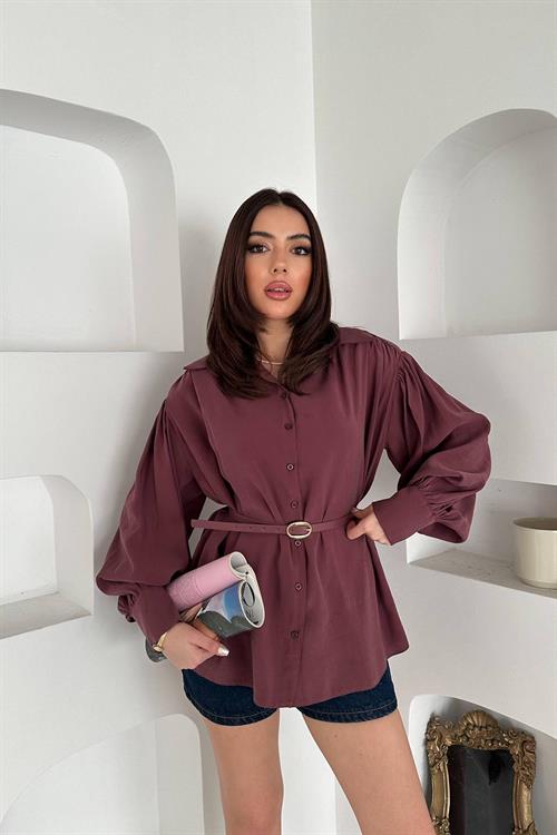 Wholesale Plum Modal Shirt with Belt