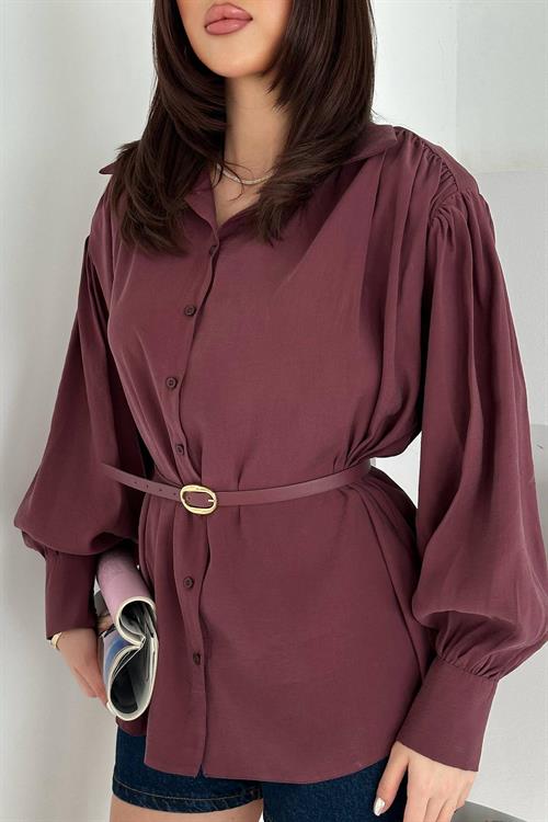 Wholesale Plum Modal Shirt with Belt