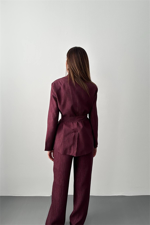 Wholesale Plum Sparkly Suit with Matching Belt