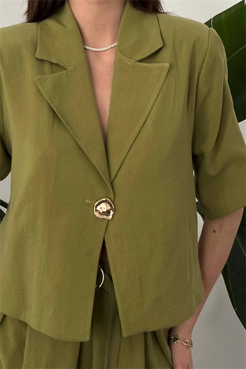Wholesale Olive Short Jacket and Skirt Set