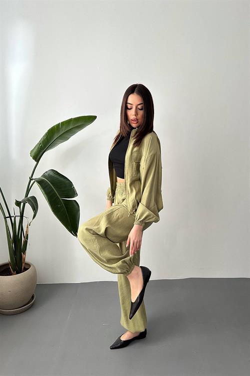 Wholesale Olive Modal Fabric Two-Piece Set