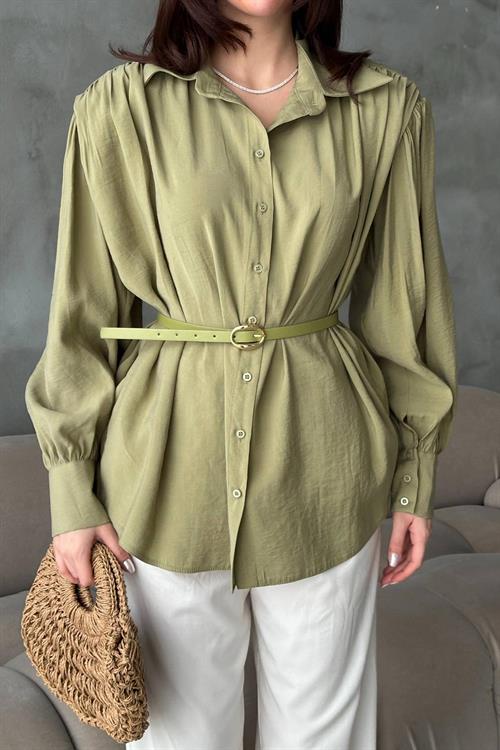 Wholesale Olive Modal Shirt with Belt