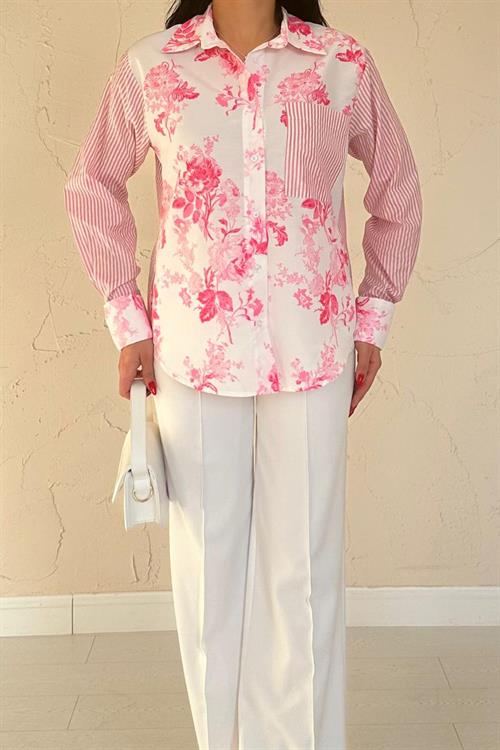 Wholesale Pink Garnished Shirt