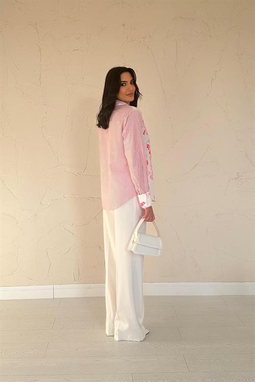 Wholesale Pink Garnished Shirt