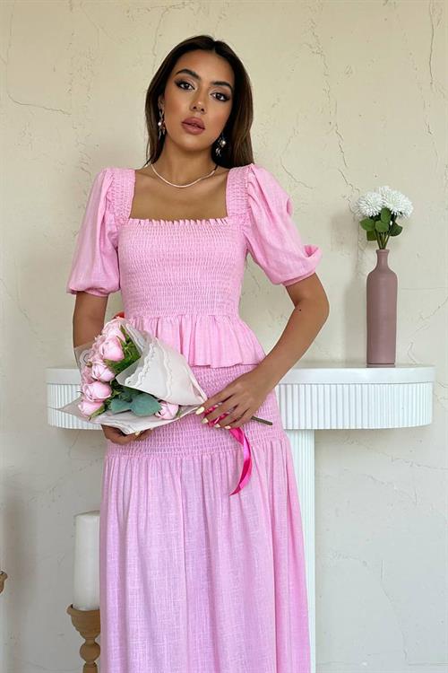 Wholesale Pink Smocked Linen Set