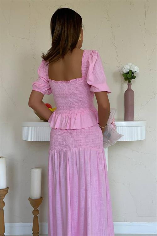 Wholesale Pink Smocked Linen Set
