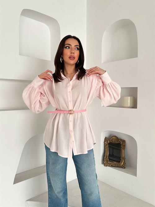 Wholesale Pink Modal Shirt with Belt
