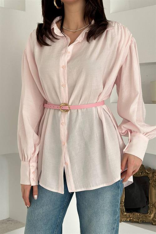 Wholesale Pink Modal Shirt with Belt