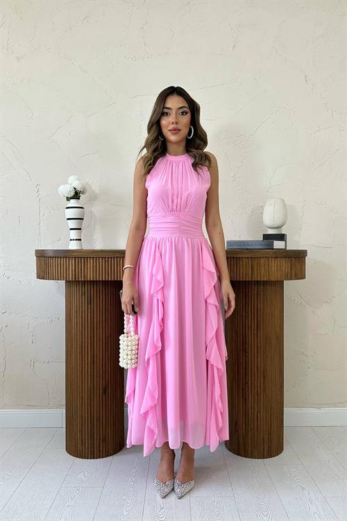 Wholesale Pink Frilled Dress