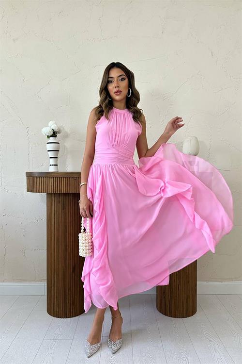 Wholesale Pink Frilled Dress