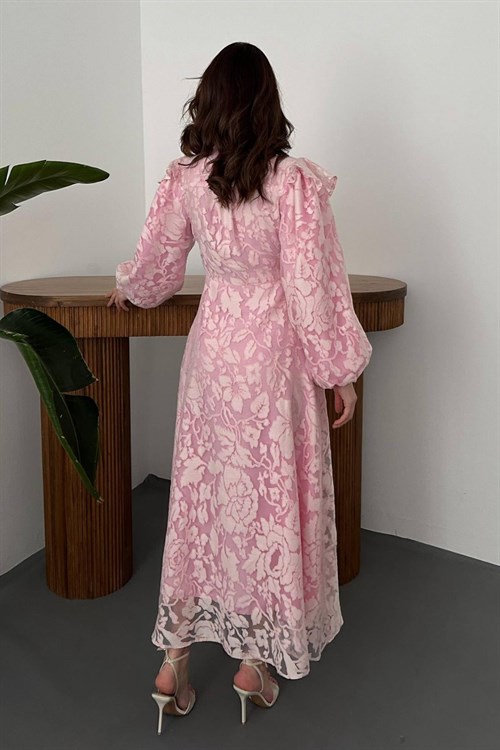 Wholesale Pink Tie-Neck Dress